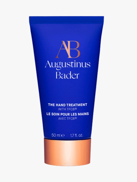 Augustinus Bader The Hand Treatment blue tube on light gray background